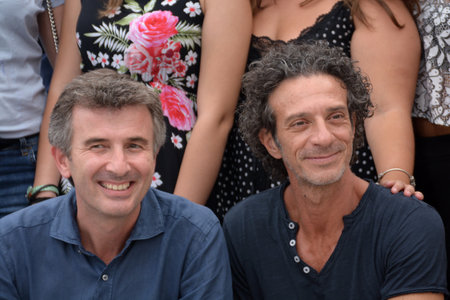 Giffoni Valle Piana, Sa, Italy - July 28, 2018 : Ficarra e Picone at Giffoni Film Festival 2018 - on July 28, 2018 in Giffoni Valle Piana, Italyのeditorial素材