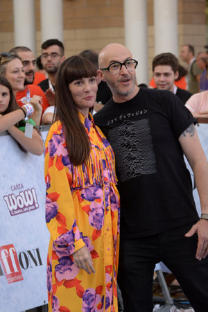 Giffoni Valle Piana, Sa, Italy - July 20, 2018 : Saturnino and Victoria Cabello at Giffoni Film Festival 2018 - on July 20, 2018 in Giffoni Valle Piana, Italyのeditorial素材