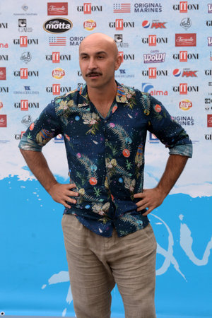 Giffoni Valle Piana, Sa, Italy - July 24, 2018 : Maccio Capatonda at Giffoni Film Festival 2018 - on July 24, 2018 in Giffoni Valle Piana, Italyのeditorial素材
