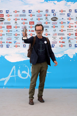 Giffoni Valle Piana, Sa, Italy - July 26, 2018 : Rocco Papaleo at Giffoni Film Festival 2018 - on July 26, 2018 in Giffoni Valle Piana, Italyのeditorial素材