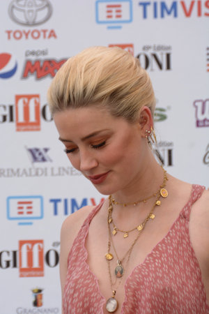 Giffoni Valle Piana, Sa, Italy - July 25, 2019 : Amber Heard at Giffoni Film Festival 2019 - on July 25, 2019 in Giffoni Valle Piana, Italy.のeditorial素材