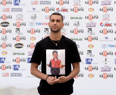 Giffoni Valle Piana, Sa, Italy - July 27, 2019 : Mahmood at Giffoni Film Festival 2019 - on July 27, 2019 in Giffoni Valle Piana, Italy.のeditorial素材