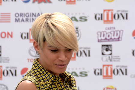 Giffoni Valle Piana, Sa, Italy - July 20, 2019 : Elodie at Giffoni Film Festival 2019 - on July 20, 2019 in Giffoni Valle Piana, Italy.のeditorial素材