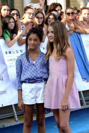 Giffoni Valle Piana, Sa, Italy - July 24, 2019 : Elisa Del Genio and Ludovica Nasti at Giffoni Film Festival 2019 - on July 24, 2019 in Giffoni Valle Piana, Italy.のeditorial素材
