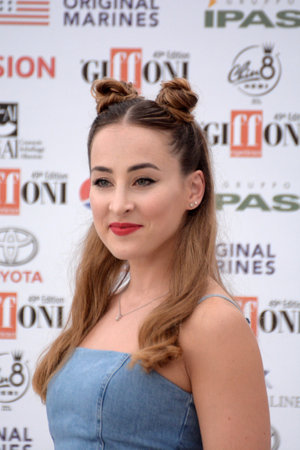 Giffoni Valle Piana, Sa, Italy - July 20, 2019 : Carlotta Ferlito at Giffoni Film Festival 2019 - on July 20, 2019 in Giffoni Valle Piana, Italy.のeditorial素材