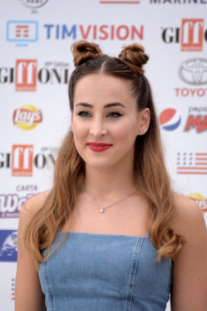 Giffoni Valle Piana, Sa, Italy - July 20, 2019 : Carlotta Ferlito at Giffoni Film Festival 2019 - on July 20, 2019 in Giffoni Valle Piana, Italy.のeditorial素材