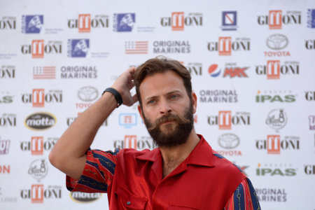 Giffoni Valle Piana, Sa, Italy - July 25, 2019 : Alessandro Borghi at Giffoni Film Festival 2019 - on July 25, 2019 in Giffoni Valle Piana, Italy.のeditorial素材