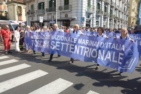 Italy : The XX National Meeting of the Italian Sailors Association at Salerno, September 29, 2019.のeditorial素材