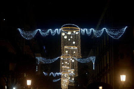 Italy : The Luci d'Artista, Christmas Lights Show at Salerno, December 15, 2019.のeditorial素材
