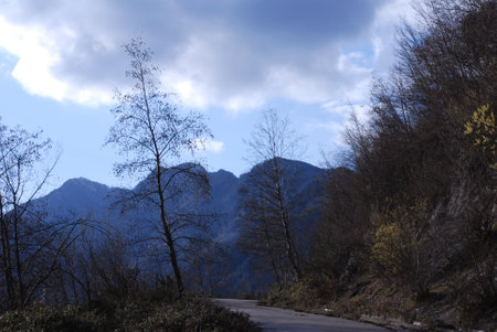 Italy : Mountain landscape in Campania,March 10, 2020.のeditorial素材