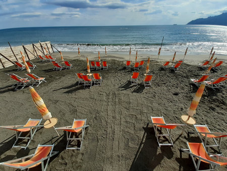 Italy : Summer on a solitary beach at the time of coronavirus,June 21,2020.のeditorial素材