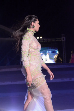 Italy: Italian Fashion Talent Awards, a national fashion contest to promote the creativity of young talents designers, at Salerno Maritime Terminal, June 24,2021.のeditorial素材