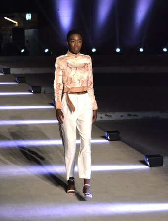 Italy: Italian Fashion Talent Awards, a national fashion contest to promote the creativity of young talents designers, at Salerno Maritime Terminal, June 24,2021.のeditorial素材