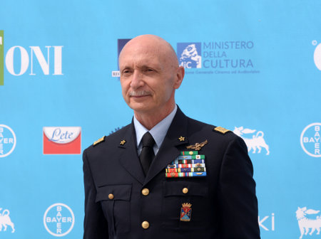 Giffoni Valle Piana, Italy - July 28, 2021: Enzo Vecciarelli, Chief of Defense Staff, at Giffoni Film Festival 50 Plus - on July 28, 2021 in Giffoni Valle Piana, Italy.のeditorial素材