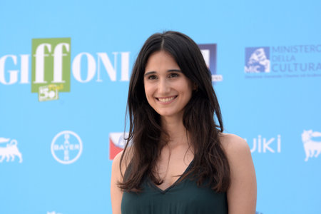 Giffoni Valle Piana, Italy - July 22, 2021: Linda Caridi at Giffoni Film Festival 50 Plus - on July 22, 2021 in Giffoni Valle Piana, Italy.のeditorial素材