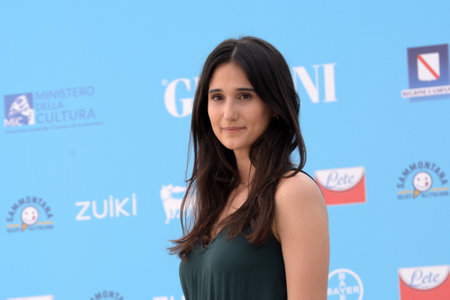 Giffoni Valle Piana, Italy - July 22, 2021: Linda Caridi at Giffoni Film Festival 50 Plus - on July 22, 2021 in Giffoni Valle Piana, Italy.のeditorial素材