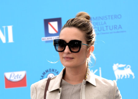 GIFFONI VALLE PIANA, ITALY - July 23, 2021: Carolina Crescentini at Giffoni Film Festival 50 Plus - on July 23, 2021 in Giffoni Valle Piana, Italy.のeditorial素材