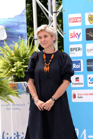 GIFFONI VALLE PIANA, ITALY - July 23, 2021: Karen Whiting at Giffoni Film Festival 50 Plus - on July 23, 2021 in Giffoni Valle Piana, Italy.のeditorial素材