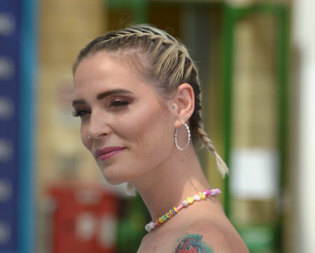 GIFFONI VALLE PIANA, ITALY - July 27, 2021: Sabrina Cereseto alias LaSabri at Giffoni Film Festival 50 Plus - on July 27, 2021 in Giffoni Valle Piana, Italy.のeditorial素材