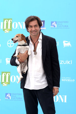 GIFFONI VALLE PIANA, ITALY - July 27, 2021: Francesco Apolloni at Giffoni Film Festival 50 Plus - on July 27, 2021 in Giffoni Valle Piana, Italy.のeditorial素材