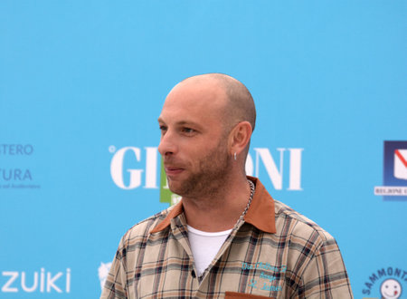 GIFFONI VALLE PIANA, ITALY - July 25, 2021: Clemente Maccaro alias Clementino at Giffoni Film Festival 50 Plus - on July 25, 2021 in Giffoni Valle Piana, Italy.のeditorial素材