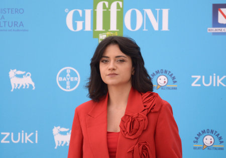 GIFFONI VALLE PIANA, ITALY - July 27,2021: Veronica Lucchesi at Giffoni Film Festival 50 Plus - on July 27, 2021 in Giffoni Valle Piana, Italy.のeditorial素材