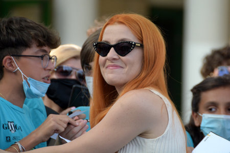GIFFONI VALLE PIANA, ITALY - July 31,2021: Veronica Scopelliti alias Noemi at Giffoni Film Festival 50 Plus - on July 31, 2021 in Giffoni Valle Piana, Italy.のeditorial素材