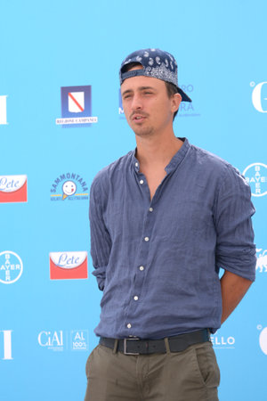 GIFFONI VALLE PIANA, ITALY - July 31,2021: Jorit Ciro Cerullo alias Jorit at Giffoni Film Festival 50 Plus - on July 31, 2021 in Giffoni Valle Piana, Italy.のeditorial素材
