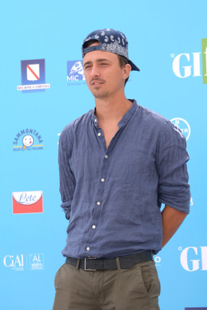 GIFFONI VALLE PIANA, ITALY - July 31,2021: Jorit Ciro Cerullo alias Jorit at Giffoni Film Festival 50 Plus - on July 31, 2021 in Giffoni Valle Piana, Italy.のeditorial素材