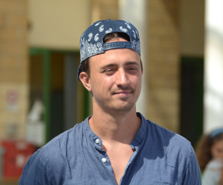 GIFFONI VALLE PIANA, ITALY - July 31,2021: Jorit Ciro Cerullo alias Jorit at Giffoni Film Festival 50 Plus - on July 31, 2021 in Giffoni Valle Piana, Italy.のeditorial素材