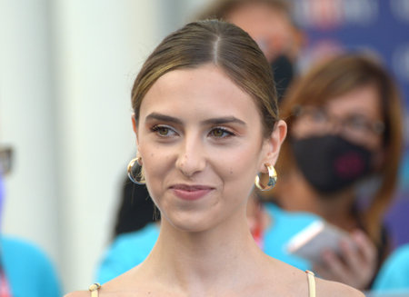 GIFFONI VALLE PIANA, ITALY - July 28,2021: Claudia Napolitano at Giffoni Film Festival 50 Plus - on July 28, 2021 in Giffoni Valle Piana, Italy.のeditorial素材