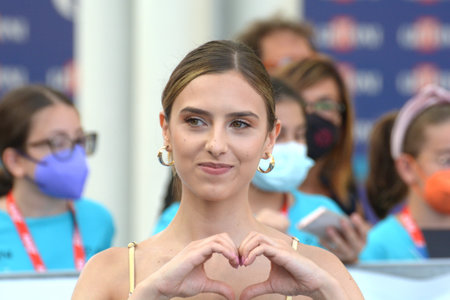GIFFONI VALLE PIANA, ITALY - July 28,2021: Claudia Napolitano at Giffoni Film Festival 50 Plus - on July 28, 2021 in Giffoni Valle Piana, Italy.のeditorial素材