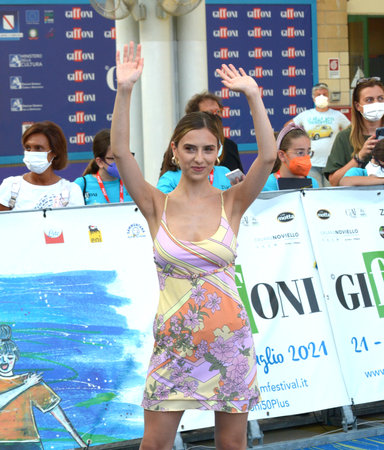 GIFFONI VALLE PIANA, ITALY - July 28,2021: Claudia Napolitano at Giffoni Film Festival 50 Plus - on July 28, 2021 in Giffoni Valle Piana, Italy.のeditorial素材