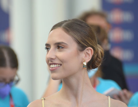 GIFFONI VALLE PIANA, ITALY - July 28,2021: Claudia Napolitano at Giffoni Film Festival 50 Plus - on July 28, 2021 in Giffoni Valle Piana, Italy.のeditorial素材