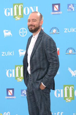 GIFFONI VALLE PIANA, ITALY - July 28,2021: Simone Ruzzo at Giffoni Film Festival 50 Plus - on July 28, 2021 in Giffoni Valle Piana, Italy.のeditorial素材