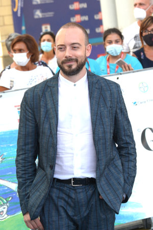 GIFFONI VALLE PIANA, ITALY - July 28,2021: Simone Ruzzo at Giffoni Film Festival 50 Plus - on July 28, 2021 in Giffoni Valle Piana, Italy.のeditorial素材