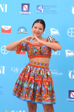 GIFFONI VALLE PIANA,ITALY - July 28,2021: Sofia Scalia at Giffoni Film Festival 50 Plus - on July 28, 2021 in Giffoni Valle Piana, Italy.のeditorial素材
