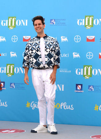 GIFFONI VALLE PIANA,ITALY - July 28,2021: Luigi Calagna at Giffoni Film Festival 50 Plus - on July 28, 2021 in Giffoni Valle Piana, Italy.のeditorial素材