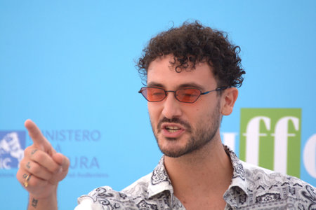 GIFFONI VALLE PIANA, ITALY - July 24,2021: Carlo Luigi Coraggio alias Carl Brave at Giffoni Film Festival 50 Plus - on July 24, 2021 in Giffoni Valle Piana, Italy.のeditorial素材