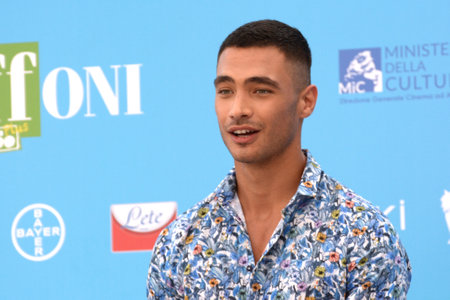 GIFFONI VALLE PIANA, ITALY - July 24,2021: Giuseppe Futia at Giffoni Film Festival 50 Plus - on July 24, 2021 in Giffoni Valle Piana, Italy.のeditorial素材