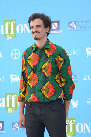GIFFONI VALLE PIANA, ITALY - July 29, 2021: Daniele Folcarelli alias Folcast at Giffoni Film Festival 50 Plus - on July 29, 2021 in Giffoni Valle Piana, Italy.のeditorial素材