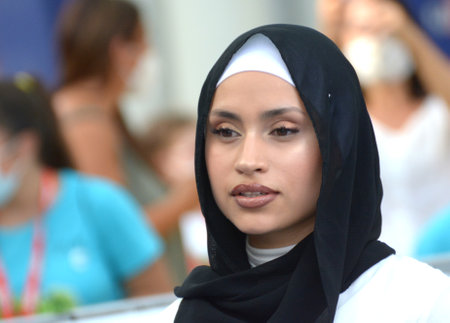 GIFFONI VALLE PIANA, ITALY - July 25,2021: Tasnim Ali at Giffoni Film Festival 50 Plus - on July 25, 2021 in Giffoni Valle Piana, Italy.のeditorial素材