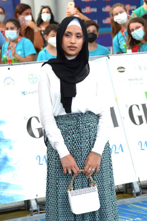 GIFFONI VALLE PIANA, ITALY - July 25,2021: Tasnim Ali at Giffoni Film Festival 50 Plus - on July 25, 2021 in Giffoni Valle Piana, Italy.のeditorial素材