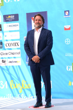 GIFFONI VALLE PIANA, ITALY - July 23,2021: Leonardo Costagliola at Giffoni Film Festival 50 Plus - on July 23, 2021 in Giffoni Valle Piana, Italy.のeditorial素材