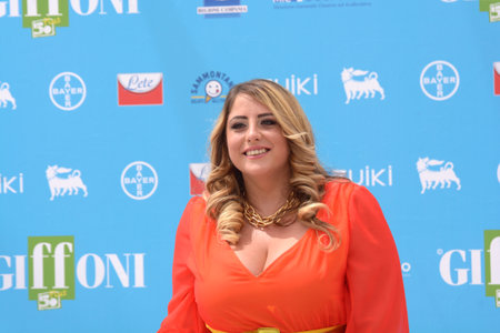 GIFFONI VALLE PIANA, ITALY - July 29,2021: Benedetta De Luca at Giffoni Film Festival 50 Plus - on July 29, 2021 in Giffoni Valle Piana, Italy.のeditorial素材
