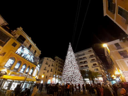 Italy: View of Christmas Tree in Salerno, December 5, 2021.の写真素材