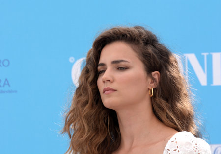 Giffoni Valle Piana, Italy - July 22, 2021: Giusy Buscemi at Giffoni Film Festival 50 Plus - on July 22, 2021 in Giffoni Valle Piana, Italy.のeditorial素材