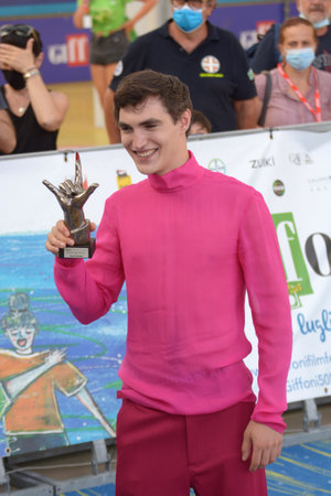 GIFFONI VALLE PIANA, ITALY - July 29, 2021: Rocco Fasano at Giffoni Film Festival 50 Plus - on July 29, 2021 in Giffoni Valle Piana, Italy.のeditorial素材