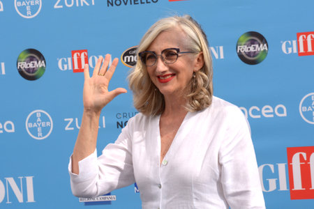 GIFFONI VALLE PIANA, ITALY - July 21,2022: Lunetta Savino at Giffoni Film Festival 2022 - on July 21, 2022 in Giffoni Valle Piana, Italy.のeditorial素材