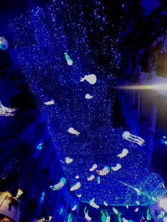 Italy : The Luci d'Artista, Christmas Lights Show in Salerno, January 1, 2024.のeditorial素材